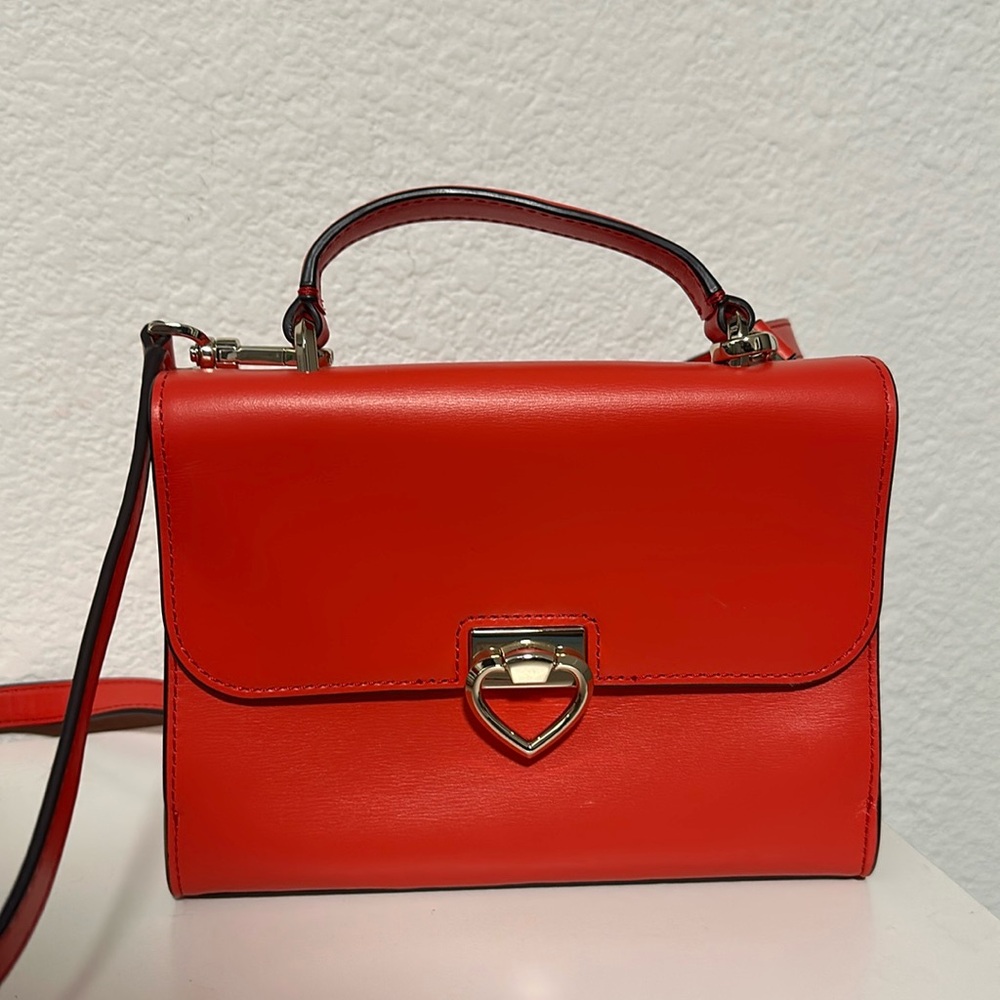 Kate Spade Lovitt Small Top Handle Leather Crossbody Purse - Heirloom Tomato